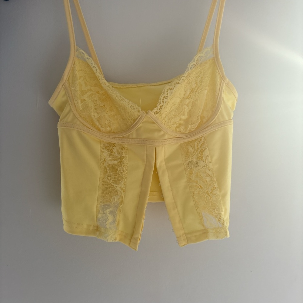 Yellow Lace Trim Corset top